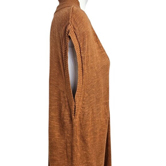 Free People Womens Knit Hannah Sweater Vest Tunic, V-Neck,Brown, Size M - Picture 3 of 8